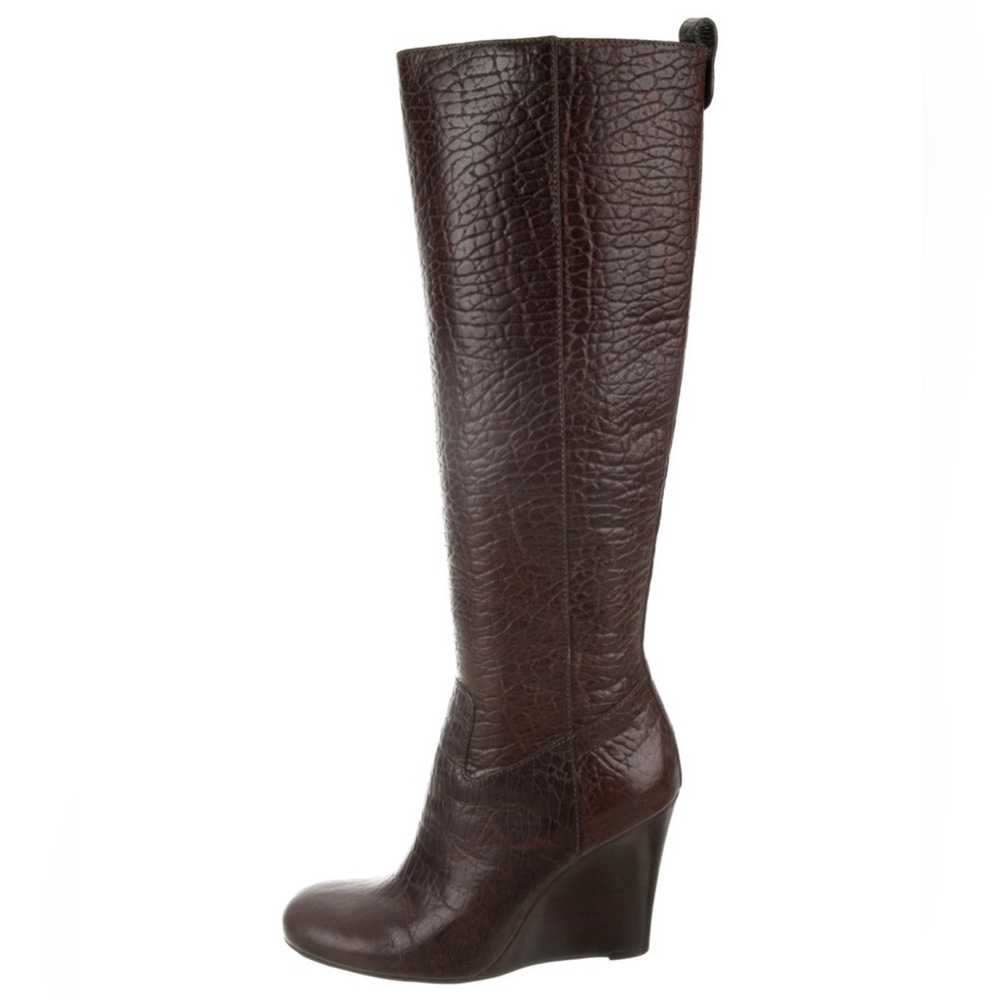 Tory Burch Dark Brown Heeled Wedge Boots